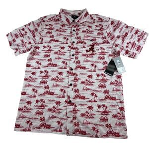 NWT Colosseum Alabama Crimson Tide Hawaiian Button-Up Camp White Res Shirt Men L